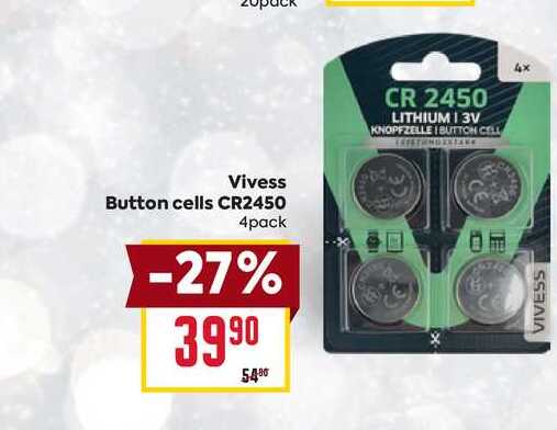 Vivess Button cells CR2450 4pack