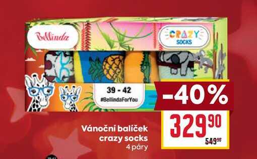 Vánoční balíček crazy socks 4 páry 