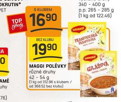 MAGGI POLÉVKY různé druhy 42-54 g