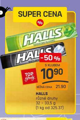 HALLS různé druhy 32-33,5 g