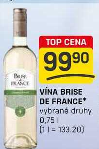 VÍNA BRISE DE FRANCE vybrané druhy 0,75l