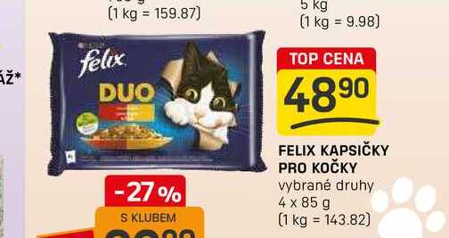 FELIX KAPSIČKY PRO KOČKY vybrané druhy 4 x 85 g 