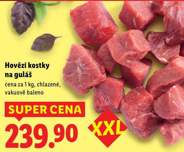 Hovězí kostky na guláš, cena za 1 kg