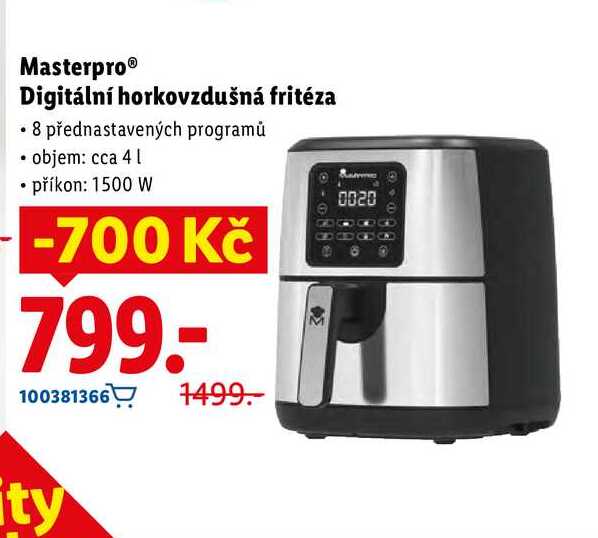 Masterpro Digitální horkovzdušná fritéza 