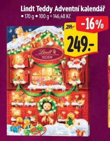 Lindt Teddy Adventní kalendář, 170 g