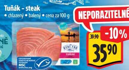 Tuňák - steak, cena za 100 g 