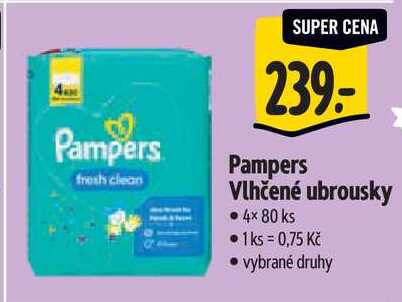 Pampers Vlhčené ubrousky, 4x 80 ks