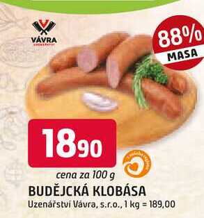 BUDĚJCKÁ KLOBÁSA 100g
