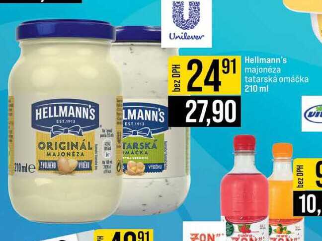 Hellmann's majonéza, tatarská omáčka 210 ml 