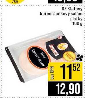 DZ Klatovy kuřecí šunkový salám plátky 100 g 