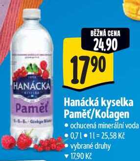 Hanácká kyselka Paměť/Kolagen, 0,7 l