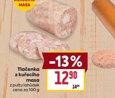 Tlačenka z kuřecího masa z pultu lahůdek cena za 100g