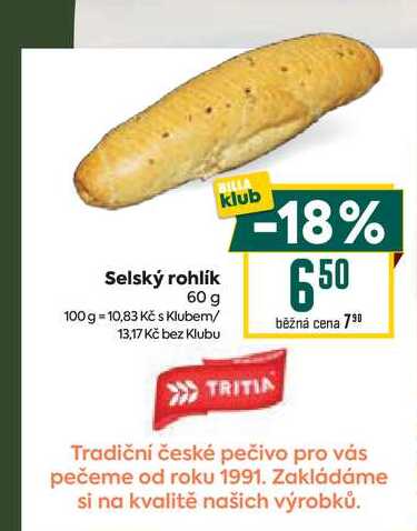 Selský rohlík 60 g 
