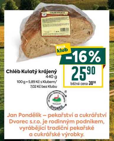 Chléb Kulatý krájený 440 g  