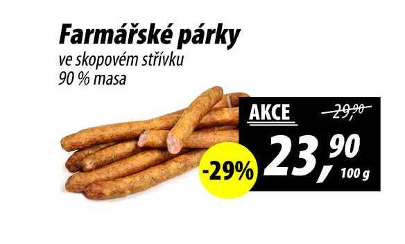 Farmářské párky ve skopovém střívku 90% masa, 100 g 