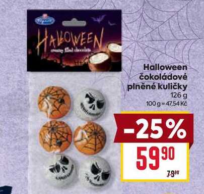 Halloween čokoládové plněné kuličky 126 g 