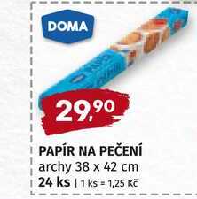 DOMA PAPÍR NA PEČENÍ archy 38 x 42 cm 24 ks 