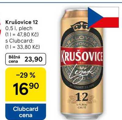 Krušovice 12, 0.5 l, plech  