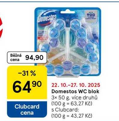 Domestos WC blok, 3x 50 g