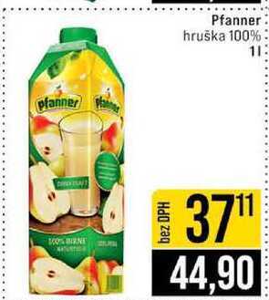 Pfanner hruška 100% 1 l