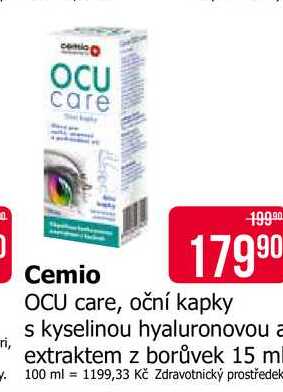 OCU care, oční kapky s kyselinou hyaluronovou a extraktem z borůvek 15 ml 