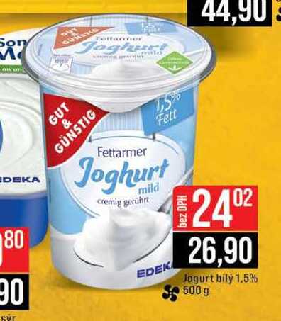 GUT & GÜNSTIG Jogurt bílý 1,5% 500 g 