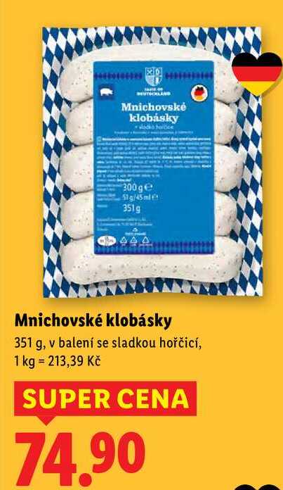 Mnichovské klobásky, 351 g