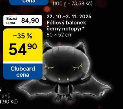 Fóliový balonek černý netopýr