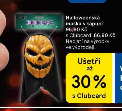 Halloweenská maska s kapucí