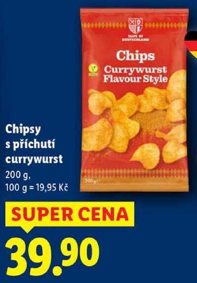 Chipsy s příchutí currywurst, 200 g