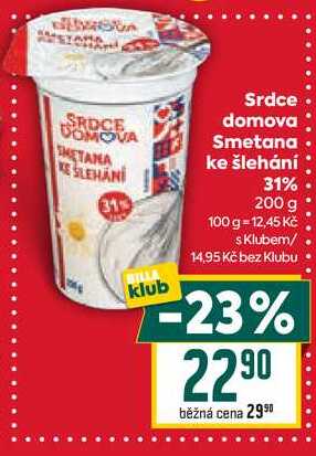 Srdce domova Smetana ke šlehání 31% 200 g
