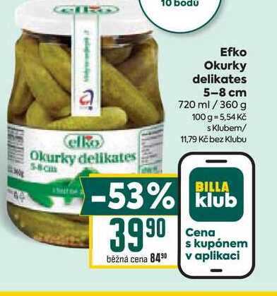 Efko Okurky delikates 5-8 cm 720 ml/360 g 