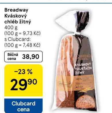 Breadway Kváskový chléb žitný, 400 g