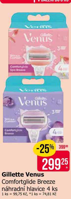 Gillette Venus Comfortglide Breeze náhradní hlavice 4 ks
