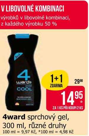 4ward sprchový gel, 300 ml, různé druhy 