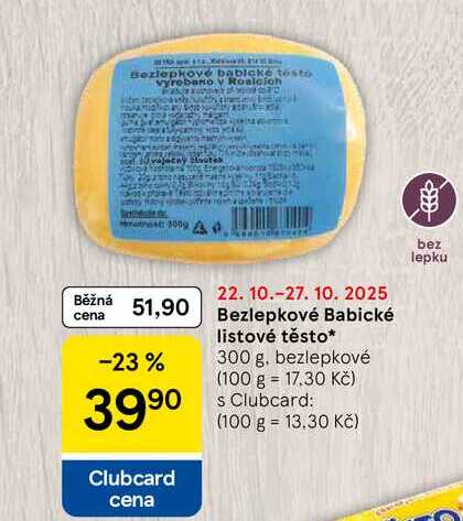 Bezlepkové Babické listové těsto, 300 g