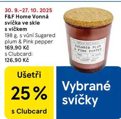 F&F Home Vonná svíčka ve skle s víčkem, 198 g