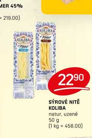 SÝROVÉ NITĚ KOLIBA natur, uzené 50 g 