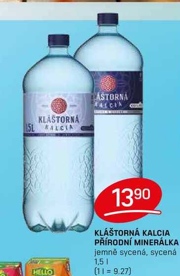 KLÁŠTORNÁ KALCIA PŘÍRODNÍ MINERÁLKA jemně sycená, sycená 1,5l