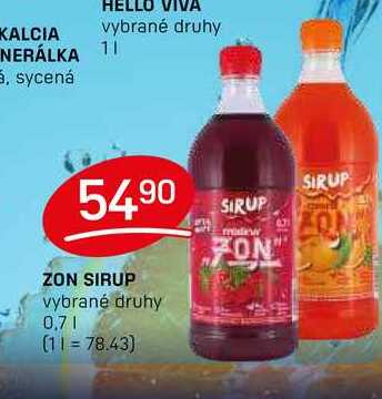 ZON SIRUP vybrané druhy 0,7l