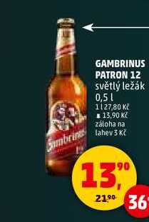 GAMBRINUS PATRON 12 světlý ležák, 0,5 l