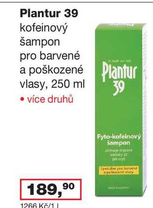 Plantur 39 kofeinový šampon pro barvené a poškozené vlasy, 250 ml