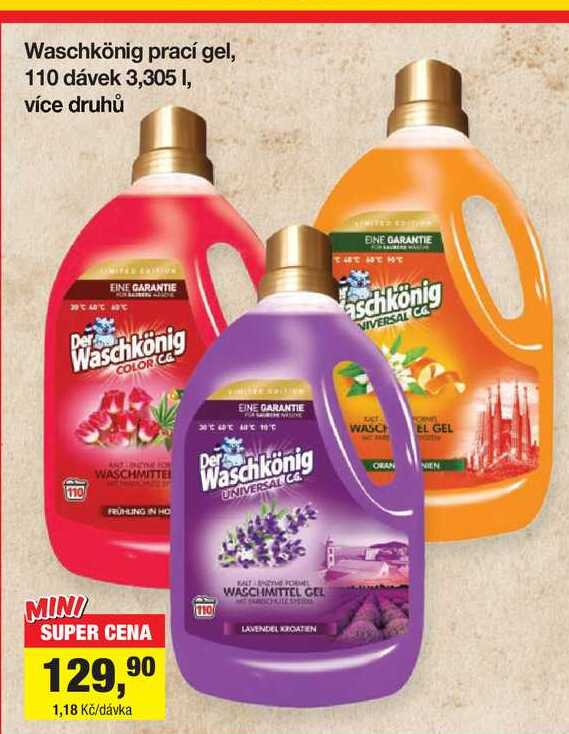 Waschkönig prací gel, 110 dávek 3,305 l