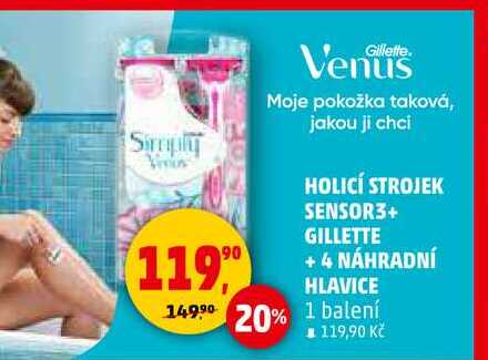 HOLICÍ STROJEK SENSOR3+ GILLETTE +4 NÁHRADNÍ HLAVICE, 1 balení 