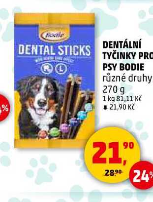 DENTALNÍ TYČINKY PRO PSY BODIE, 270 g 