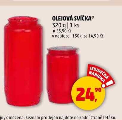 OLEJOVÁ SVÍČKA, 320 g 