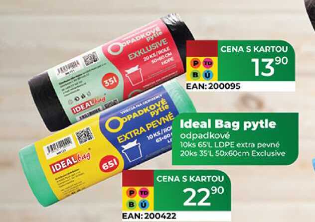 Ideal Bag pytle odpadkové 10ks 65'L LDPE extra pevné 20ks 35'L 50x60cm Exclusive