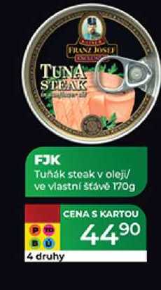 FJK Tuňák steak v oleji/ ve vlastní šťávě 170g 