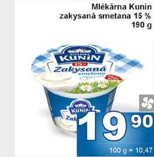 Mlékárna Kunin zakysaná smetana 15% 190g