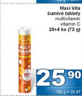 Maxi Vita šumivé tablety multivitamin vitamin C 20+4 ks
